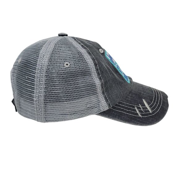Distressed Gray "Jeep Hair Don't Care" Mesh Trucker Hat By Katydid Adjustable - Picture 5 of 10